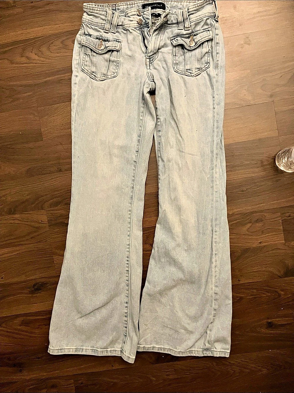 Aeropostale Flare Cargo Jeans Women's Light Blue